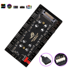 Rgb調光 + pwm温度制御調速2 in 1ファンハブ12v 4ピン/5v 3ピン + 小4pinコントローラ