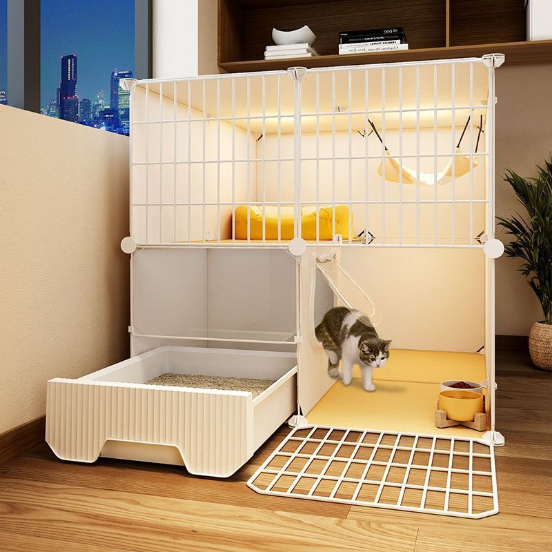 トイレ付き猫ケージ、家庭用屋内特大フリースペース、子猫暗号化2階建て猫ヴィラ猫ハウス巣|undefined