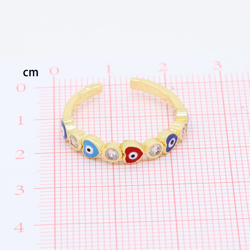 Lady Heart Shape Eye Gold Plated Enamel Zircon Womenu0027S Open Ring 1 Piece