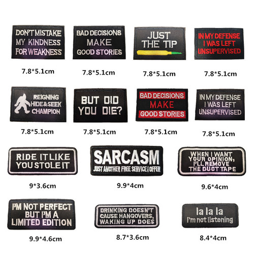 Computer embroidered logo English letter patches for clothing epaulettes rectangular armbands embroidered cloth patches accessories appliques