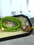 原创设计【青莲净世】绿菩提直切108颗6*9手串配绿囊手链女