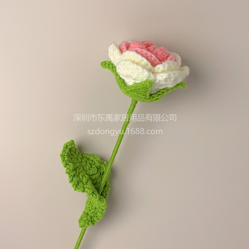 玫瑰花编织花束假花手工钩针仿真花毛线花朵成品情人节教师节礼物|undefined