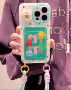 Paquete de tarjeta de frijol de color M tridimensional Apple 16promax agujero de cordón 15/14pro funda para teléfono móvil para IPhone13/15