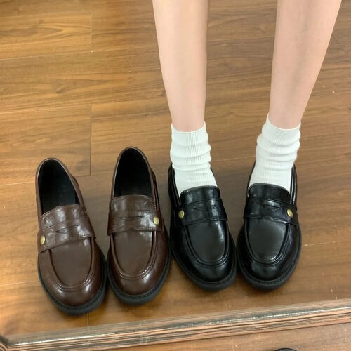 Simple and fashionable jk small leather shoes, uniform, skirt, thick and single shoes, 2026 spring new style Japanese all-matching loafer shoes for women