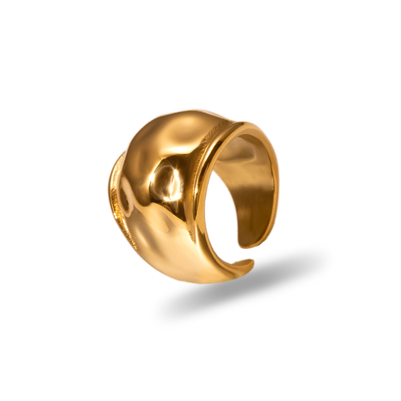 12g Weight PVD Coated Gold Plating Process Real Gold Plated Plating Material Open Rings Classification One Size Ring Size 1 Piece Quantity Holiday, Daily Occasion 304 Stainless Steel Material Geometric Pattern Women's Gender Retro Style Wholesale Jewelry Retro Geometric 304 Stainless Steel 18K Gold Plated Open Rings 2