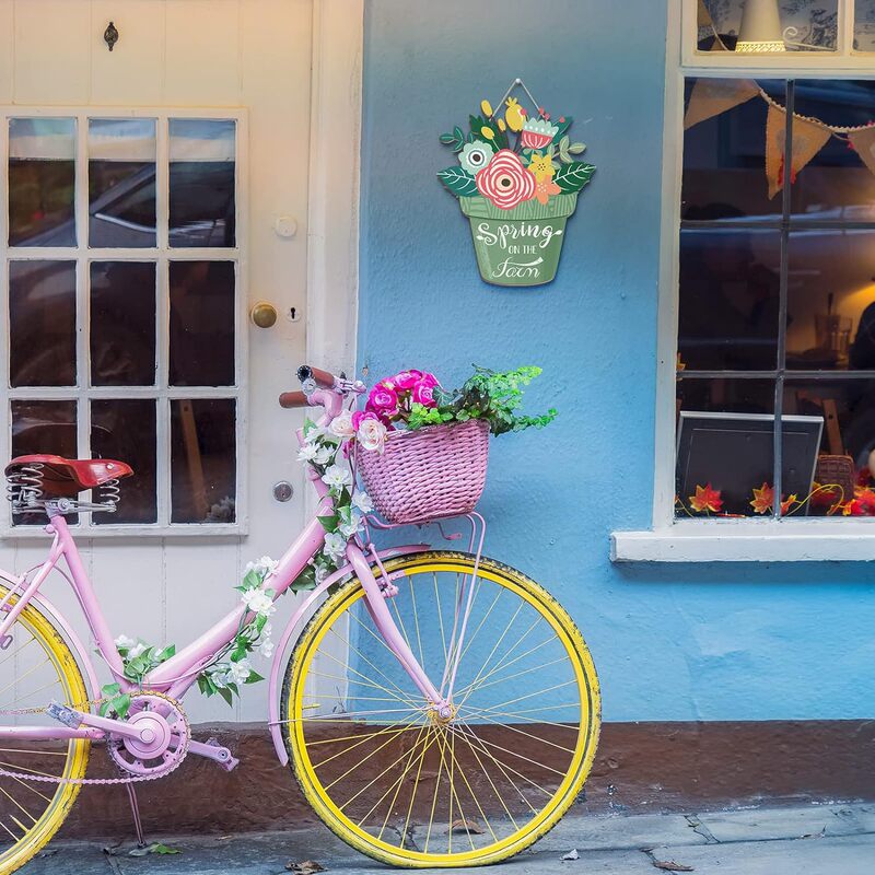 Spring decoration home garland front door_Hello_Spring_Home_logo wooden atmosphere decoration supplies