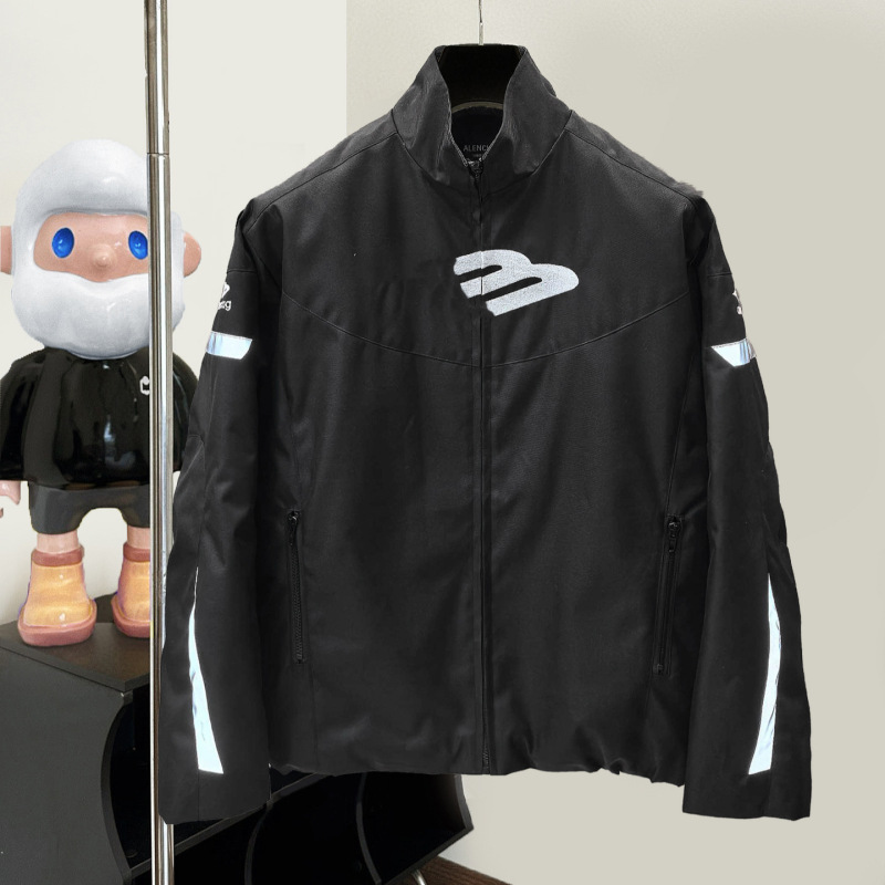 Paris Ceiling B Brand 3B Embroidery 3m Reflective Motorcycle Racing Stand Collar Jacket Unisex B Trendy Brand Jacket