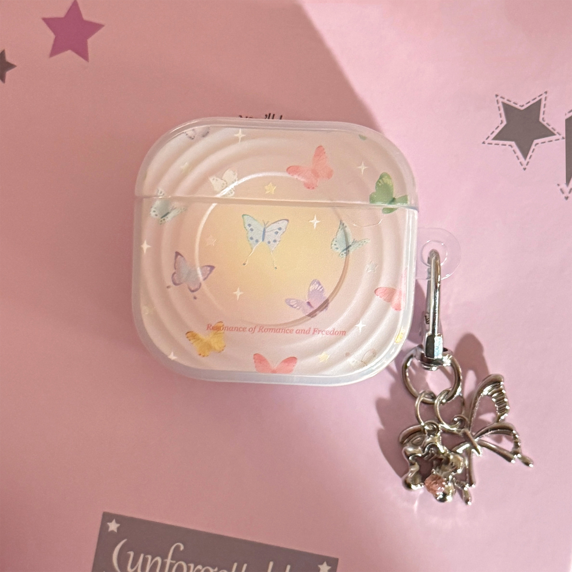 Aplicable a Apple Airpods Pro2 cubierta de color mariposa 1 / 2 Bluetooth 4 generación cubierta de auriculares 3 colgantes de plata galvanizado