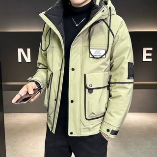 2026冬季新款痞帅男士时尚潮流羽绒服男连帽防寒保暖工装外套潮流