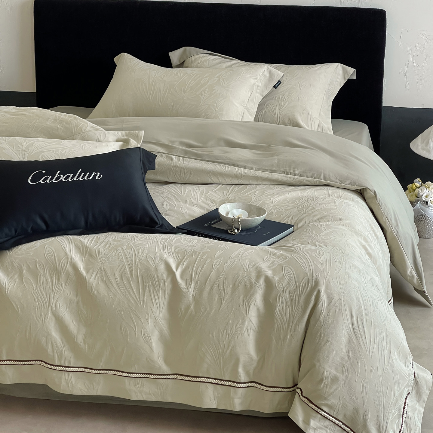 Autumn and Winter Style All-Cotton Jacquard Brushed Four-Piece Bedding Set, High-End Pure Cotton 50-Count Double-Strand Bed Sheet and Duvet Cover Set