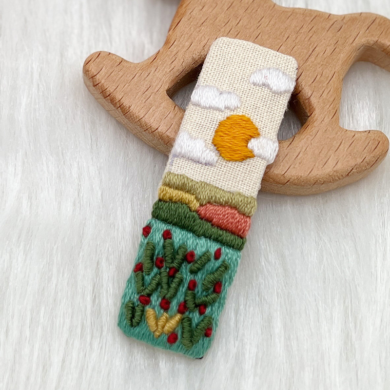 Lu bordado lindo gato perla coreano pinzas de pelo hechas a mano diy bordado creativo para chicas rotas flores pinzas de pelo lateral