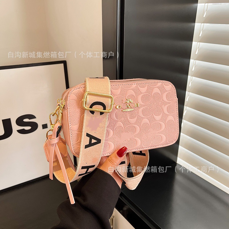 跨境2025新款时尚单肩斜挎包欧美小方包包字母印花C家相机包bags