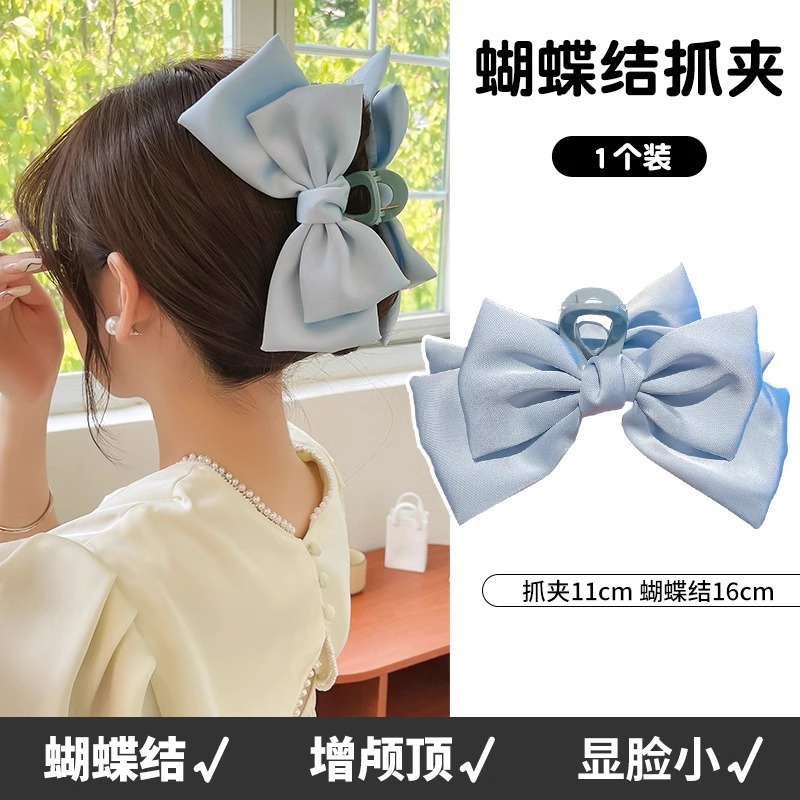 黑色双面蝴蝶结抓夹女后脑勺2025新款高级感盘发鲨鱼夹子发卡头饰|undefined