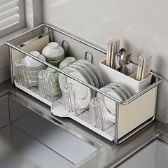 台所の食器棚の水切り棚の箸籠の食器のコップの収納棚の多機能の食器棚の置物棚の池のそばの棚