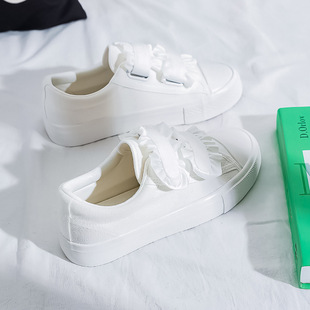 Niche Original Shoes 2021 New White Shoes Platform Big Toe Shoes Spring All-match Student Velcro Canvas Shoes Women