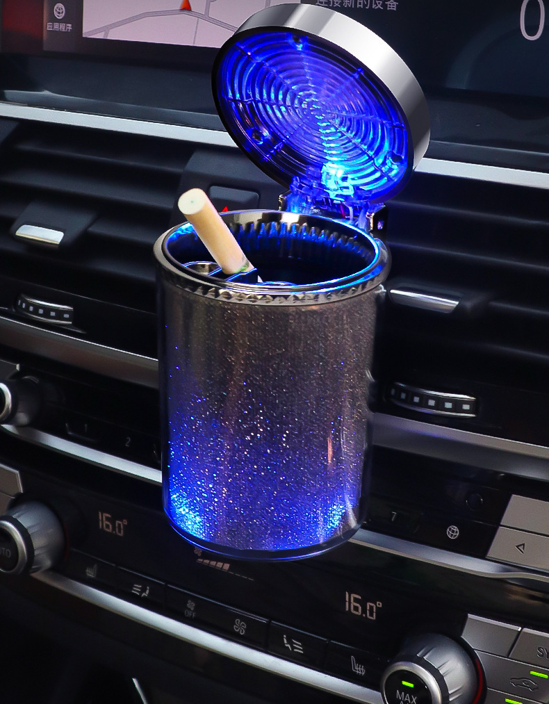 Car Ashtray Hanging Personalized Creative Internet Celebrant Car Ashtray with Lid LED Light Car Ashtray