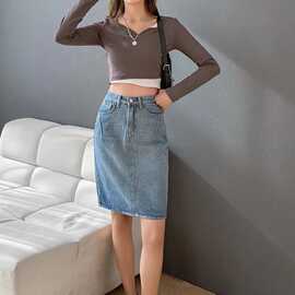 胖mm大码牛仔裙女2022夏季新款港味高腰包臀半身裙200斤显瘦中裙