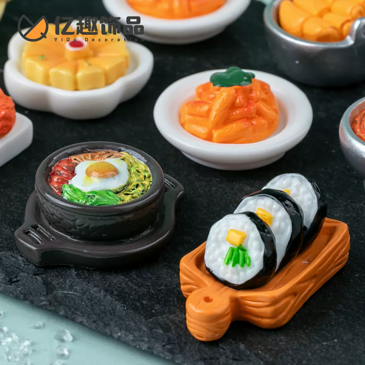 仿真寿司石锅拌饭 韩国料理系列食玩diy装饰品盲袋配件微缩小摆件