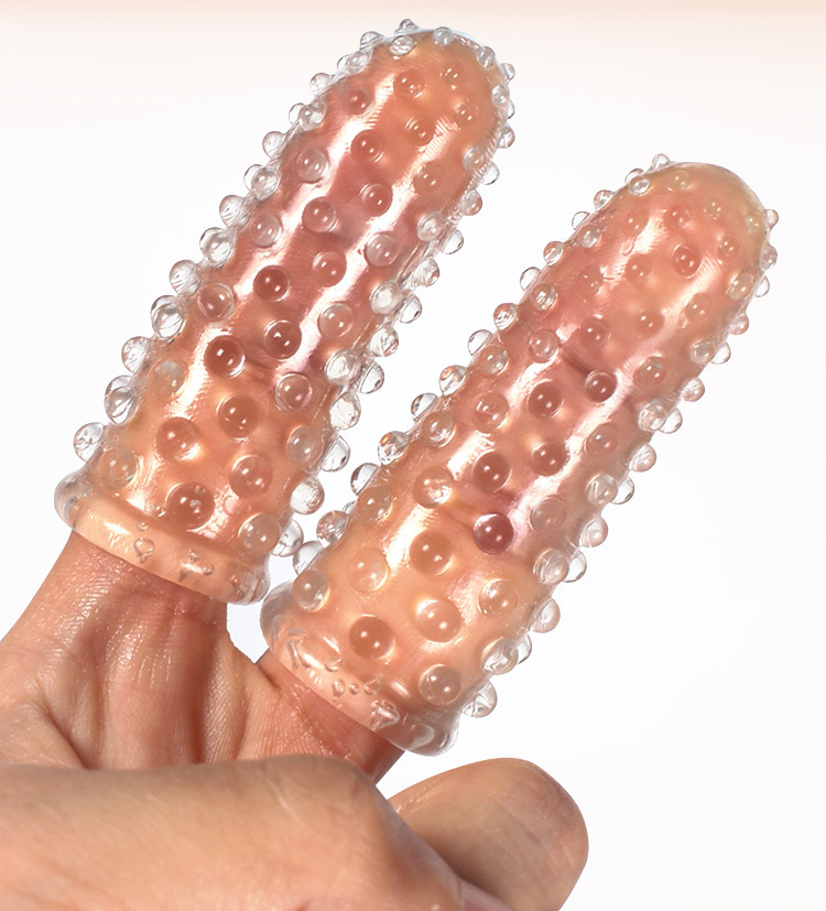 Pleasure Finger Sleeve in Transparent TPE, Single-Piece Textured Masturbation Sleeve — detail image 21