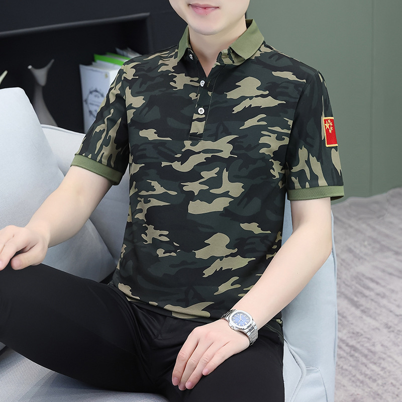 New Men's Short-Sleeved Camouflage Polo Shirt Casual Men's Work Clothes Men's Outdoor Clothing Wholesale
