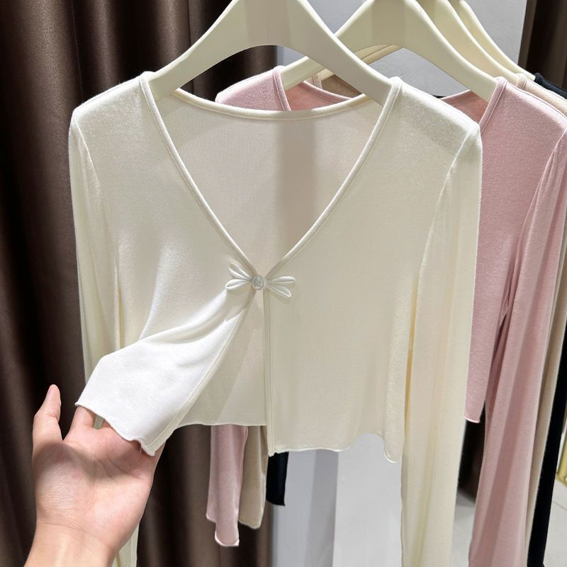 Ultra-Touch Modal Cotton Sun Protection Cardigan for Women, Summer Outerwear Shawl, New Chinese-Style Button Thin Small Jacket Top