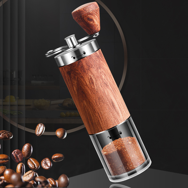 Korean-style 304 stainless steel hand-cranked coffee machine multifunctional wood grain coffee grinder portable bean grinder grinder