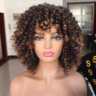Cross-border Europe and the United States wigs female wig manufacturers wholesale African small curly hair explosive head multi-color chemical fiber wig full head cover
