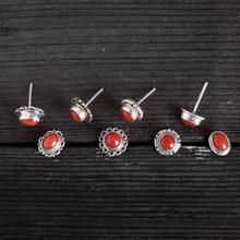 高档手工镀银饰品镶嵌松石耳钉耳饰藏式个性创意复古民族风首饰