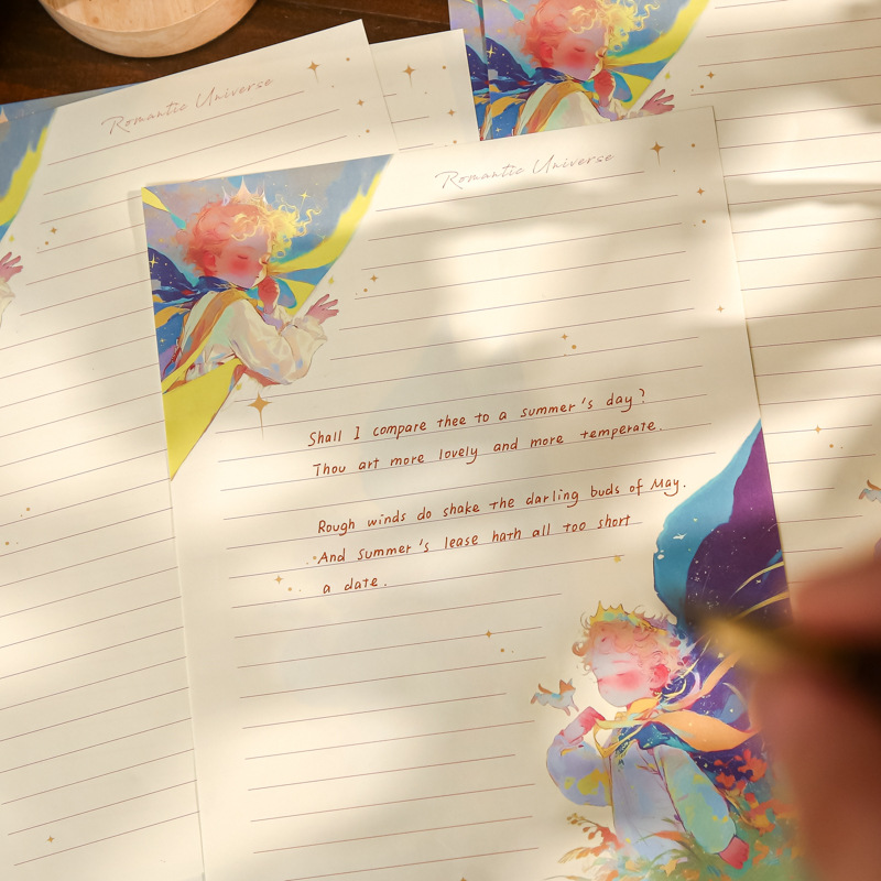 Juego de sobres de papel de carta de primera vida Star Dream Prince Series Juego de sobres de papel de carta de papel de alta calidad creativo bronceado