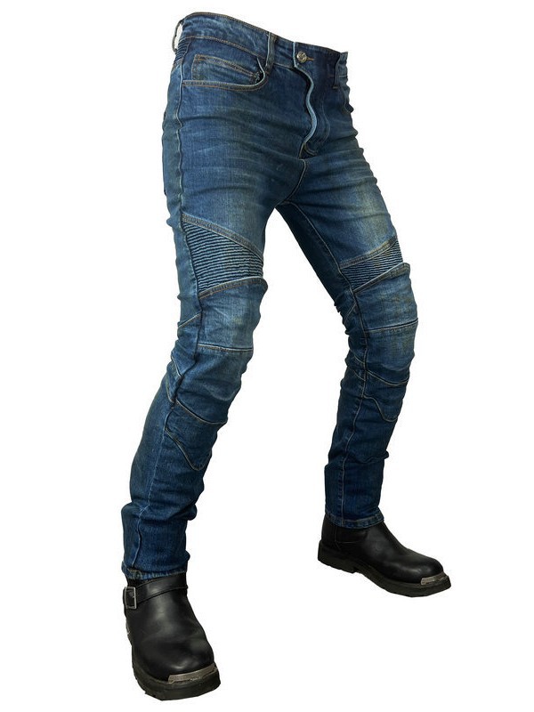 Pantalones de la motocicleta pantalones vaqueros de los hombres retro angustiado casual pantalones de la motocicleta stretch montar Caballero anti-caída de silicona