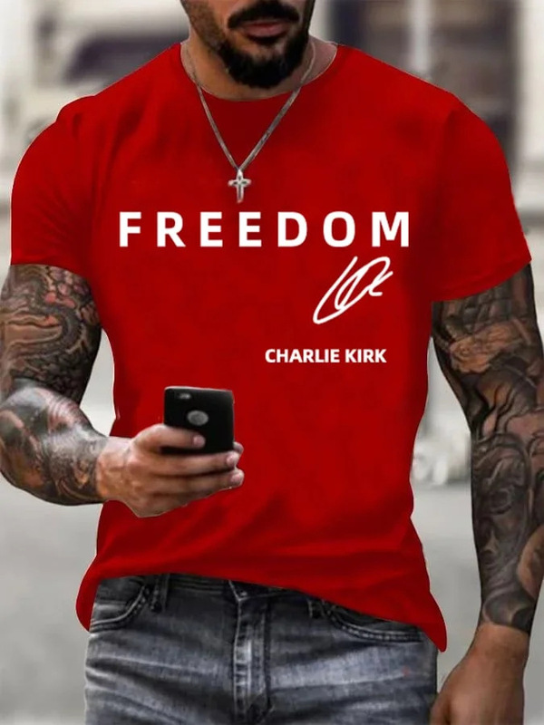 Charlie Kirk自由T恤时尚男/女原宿美学字母3D印花T恤中性高品质|undefined