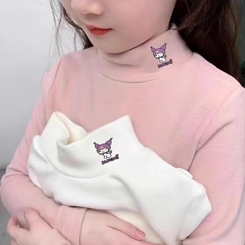 Girls' Thermal Long-Sleeve Base Shirt, New Thickened Thermal Underwear for Spring, Autumn, and Winter, Children's Half-High Collar T-Shirt Top