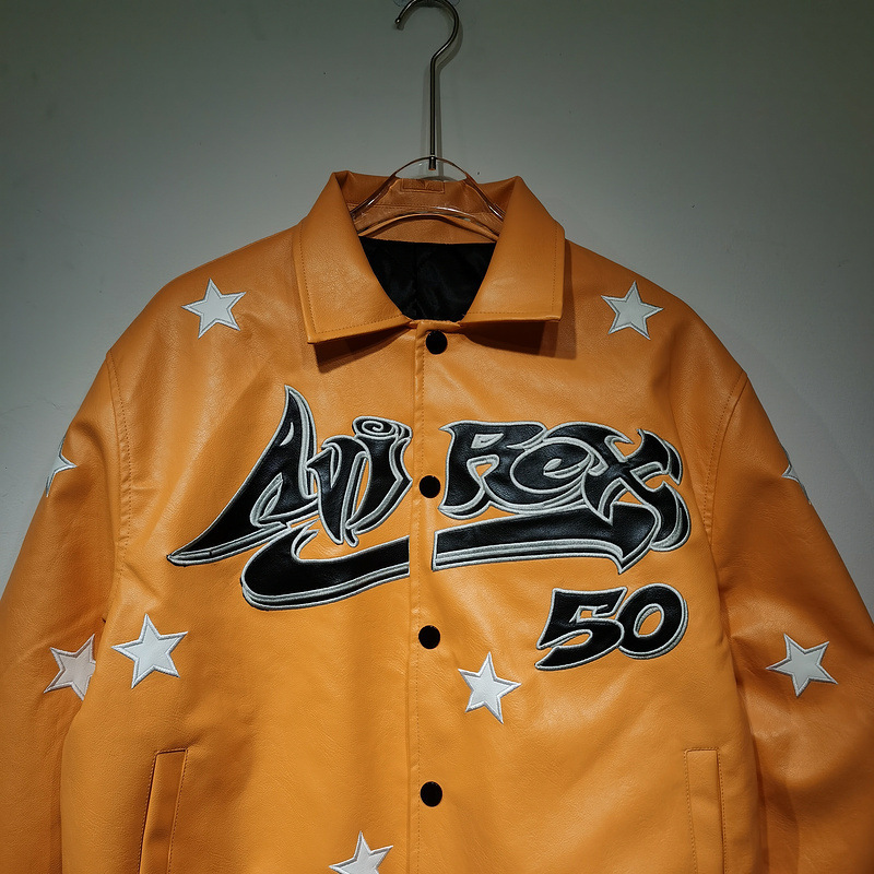 Hell Star Jacket Avirex 共同50周年記念限定版レトロトレンドジャケット バイク刺繍レザージャケット|undefined
