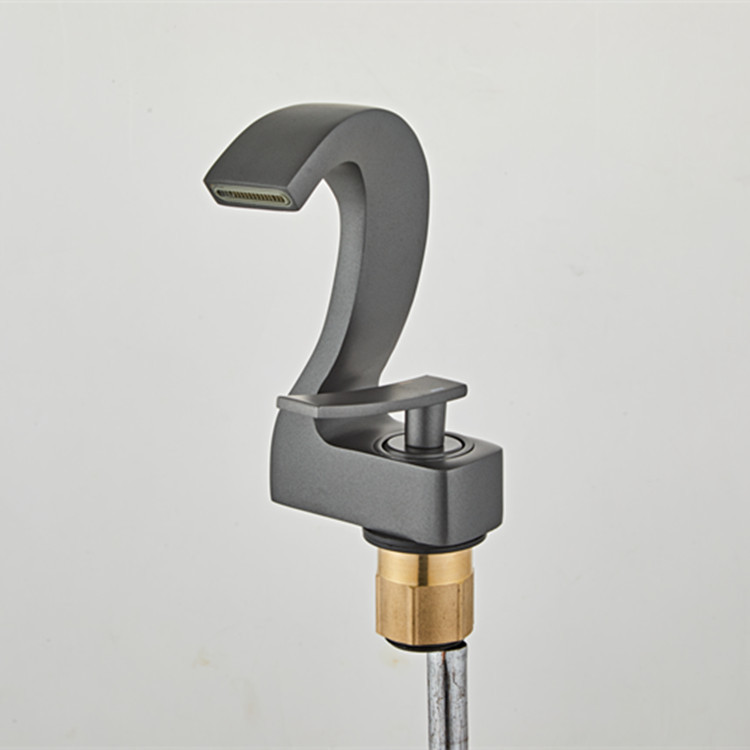 Grifo de lavabo de cisne gris pistola