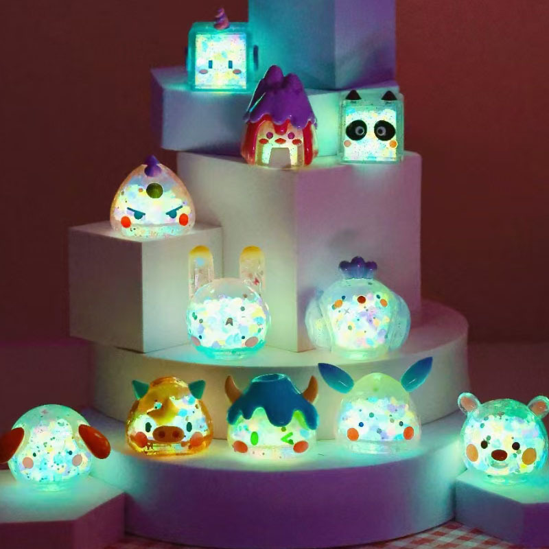 Quicksand Geometric Monster Keychain Cute Glow-In-The-Dark Beads Blind Box Ornament Small Gift Blind Bag Decoration Creative Accessory