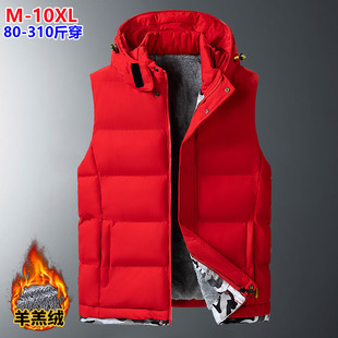 M-10XL lambswool cotton vest men's autumn and winter high-end sports new fleece-lined warm plus size outer wear vest