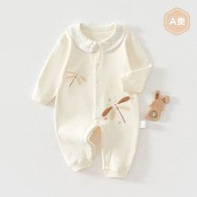 新生儿蝴蝶衣春夏舒绒棉A无骨0~6月宝宝哈衣爬服四季款婴儿连体衣