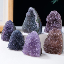 跨境天然彩晶簇彩晶镇紫水晶簇紫水晶块矿物晶石标本家居装饰摆件
