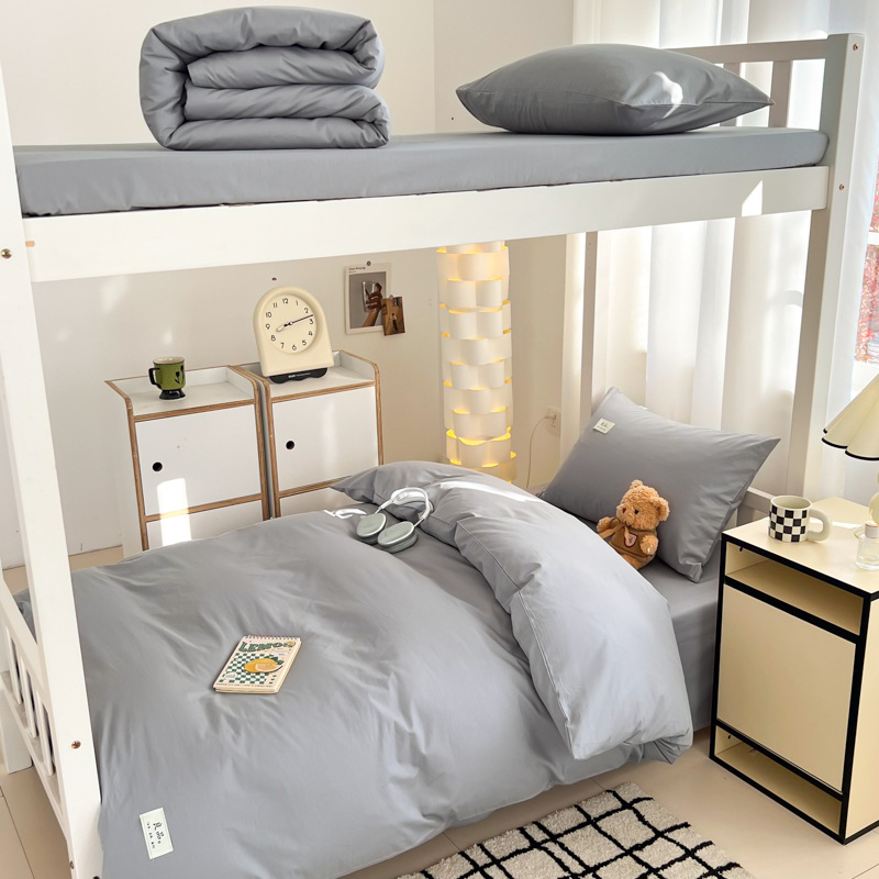 Verano de algodón simple cama de estudiante traje de tres piezas de algodón 2025 nuevo dormitorio individual funda de edredón traje de cuatro piezas