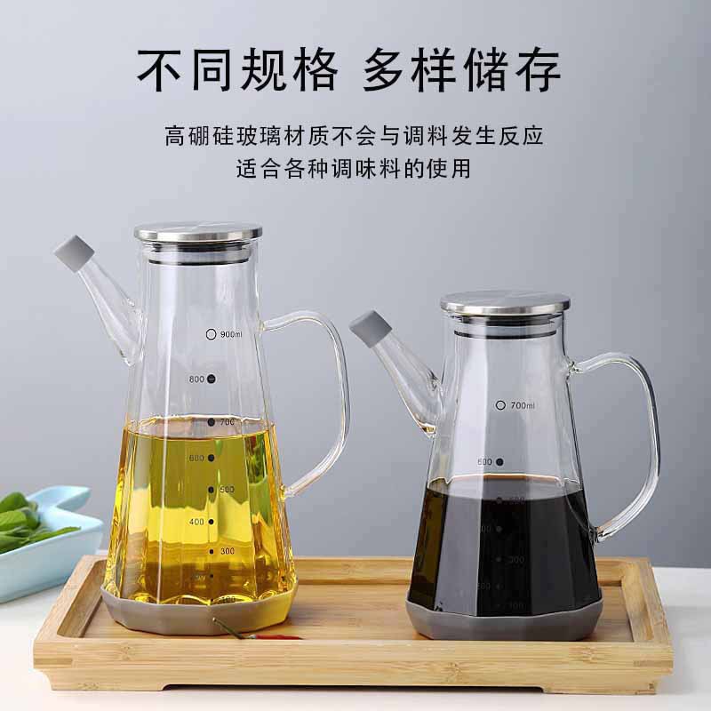 家用菱形玻璃玻璃適用醬油醋調味料儲存大容量防漏高硼硅玻璃油壺