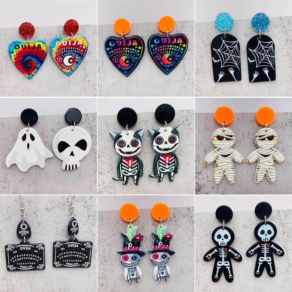 10g Weight Drop Earrings Classification 1 Pair Quantity 1 Pair Casual Skull Arylic Drop Earrings