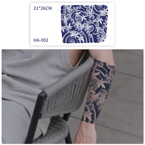 Forearm all-inclusive herbal tattoo stickers waterproof men's long-lasting simulation half-arm arm trend semi-permanent high-end new style