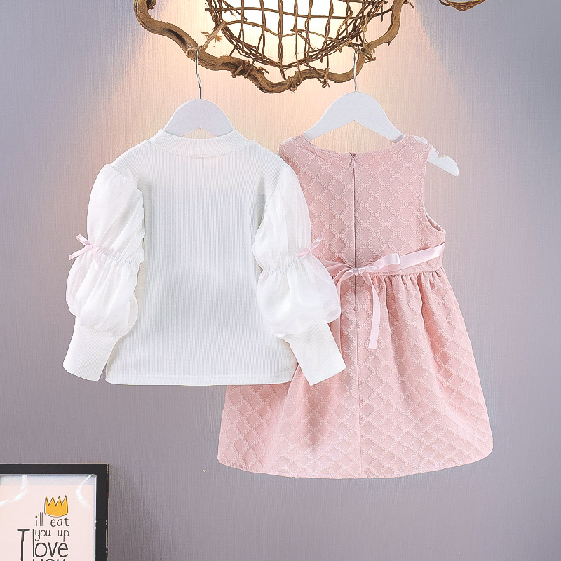 Ropa infantil de niñas vestido de primavera 2025 nuevo bebé vestido de princesa verde estilo coreano estilo extranjero primavera y otoño