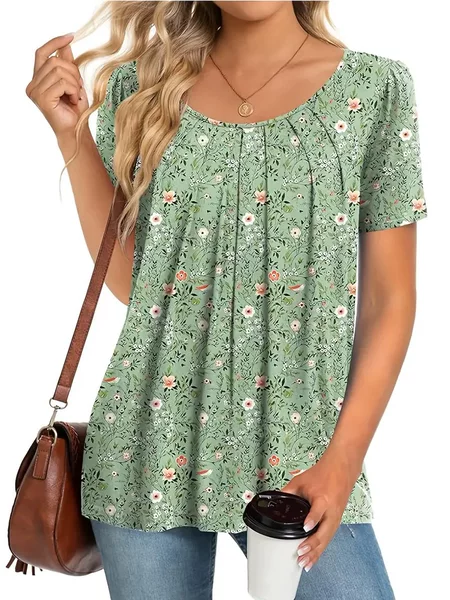 2025 Europe and the United States cross-border Amazon wish foreign trade spring and summer floral printing women's T-shirt