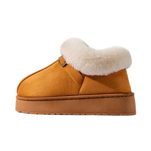 Winter cold-proof and warm-keeping cotton shoes, simple all-matching snow boots, bag, heel, cotton slippers, women's thick sole, velvet thickness