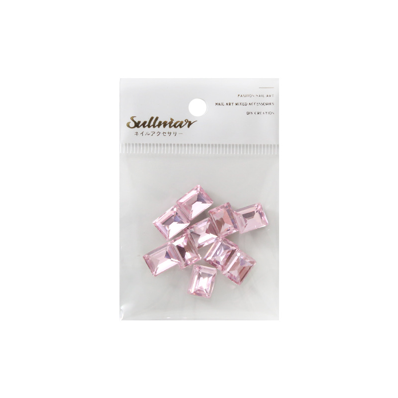 10 piezas de arte de uñas diamante rectangular de ángulo recto diamante cuadrado azúcar diamante micro punta Fondo diamante pila diamante luz de la luna color decoraciones de uñas