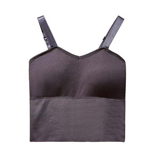 Women's Long-Sleeve Wide Shoulder Strap Backless Bra Top, Anti-Slip Cover Bra, Beautiful Back Design, Outer Wear, Seamless, Versatile, No Underwire Bra