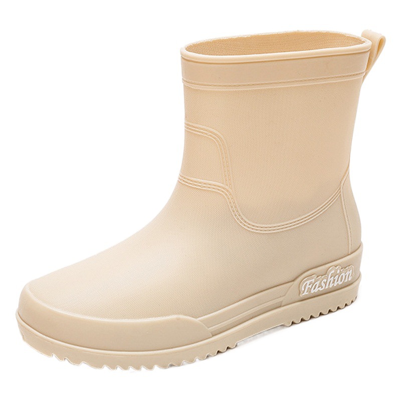 Women's Rain Boots Mid-barrel Couple's All-match Trendy Women's Rain Boots Non-slip Wear-resistant Fashion Warm-keeping Men's Outer-wear Water Boots overshoes