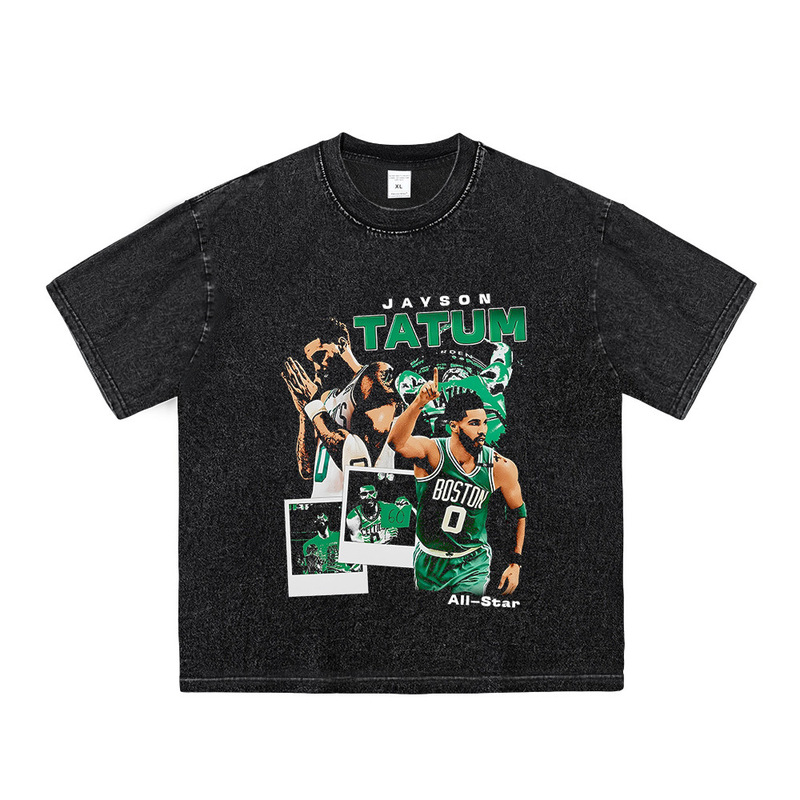 Basketball Star Print Oversized Loose-Fitting Large Size Small Neckline Short-Sleeve T-Shirt American Retro Street Style Basketball Star Print Oversized Loose-Fitting Large Size Small Neckline Short-Sleeve T-Shirt American Retro Street Style