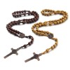 Spot supply 8*10 wooden bead handmade lines to compile European and American retro necklace light coffee color